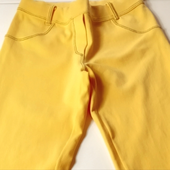 Square Fit - Womans Juniors Workout Yoga Yellow Leggings Small Excellent Cond